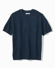 Salthill Pocket Cotton-Blend Crew Sweater - Insignia Blue Heather