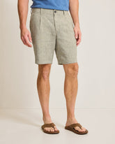 Isla Sands Stripe Stretch-Linen 9-Inch Shorts - Beach