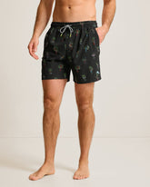 Naples Neon Sips 6-Inch Swim Trunks - Matte Black
