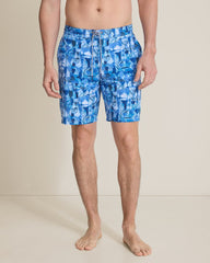 Baja Fizz & Fronds 8-Inch Boardshorts - Grape Pools