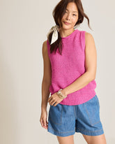 Harbor Pebble Cotton-Blend Sweater Tank - Very Berry