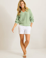 Salt & Sea Wash Wave V-Neck Sweater - Extra Light Margarita