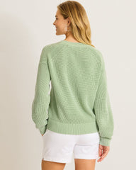 Salt & Sea Wash Wave V-Neck Sweater - Extra Light Margarita