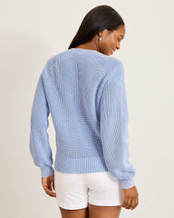 Salt & Sea Wash Wave V-Neck Sweater - Grape Pools