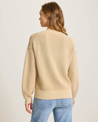 Salt & Sea Wash Wave V-Neck Sweater - Crouton