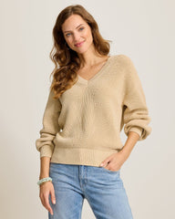 Salt & Sea Wash Wave V-Neck Sweater - Crouton