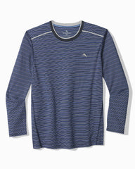 Big & Tall Jersey Long-Sleeve Crewneck T-Shirt - Stripe Blue