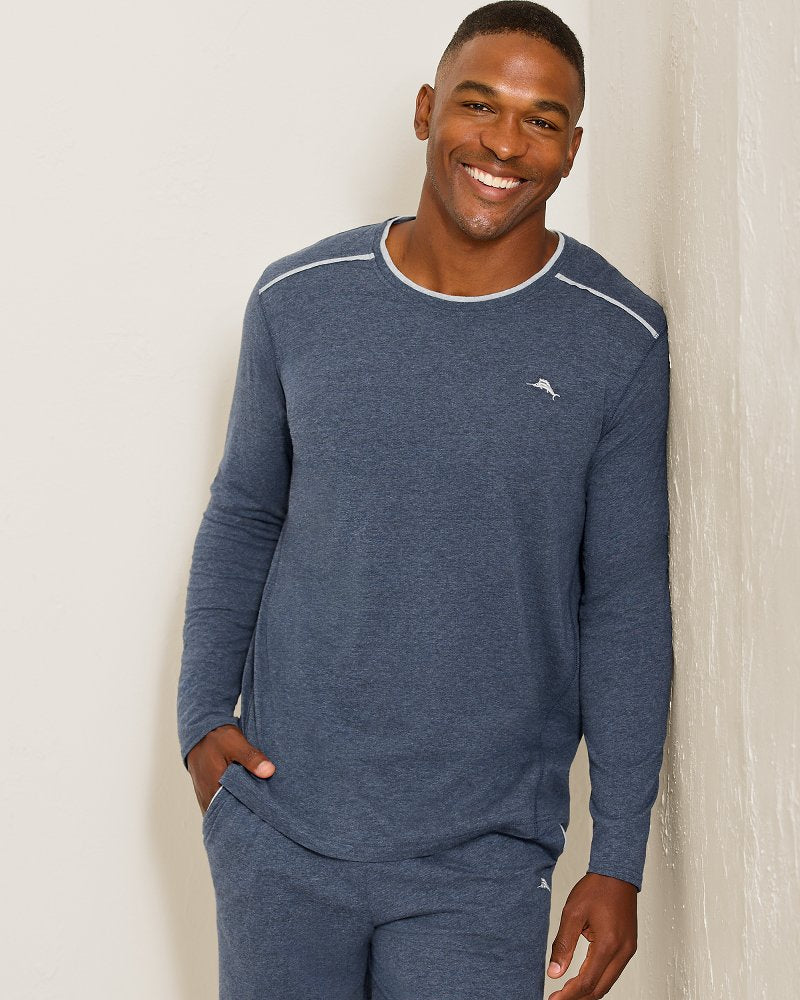 Big & Tall Jersey Long-Sleeve Crewneck T-Shirt - Heathered Blue