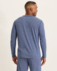 Jersey Long-Sleeve Crewneck T-Shirt - Stripe Blue