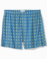 Woven Poplin Tropic Print Boxers - Denim