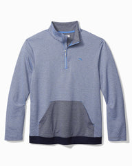 Big & Tall Textured Stripe Half-Zip Sweatshirt - Blue Vault