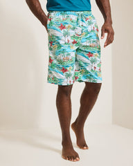 Big & Tall Woven Tropical Print Pajama Shorts - Big Sky Blue