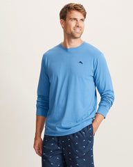 Big & Tall Solid Marlin Jersey Long-Sleeve T-Shirt - Med Blue