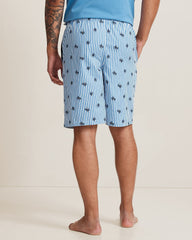 Woven Poplin Paradise Print Pajama Shorts - Blue Cabana
