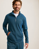 Big & Tall Piqué Long-Sleeve Quarter-Zip Sweatshirt - Navy