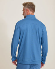 Big & Tall Piqué Long-Sleeve Quarter-Zip Sweatshirt - Heathered Blue