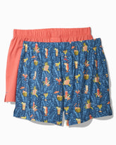 Print and Solid Knit Boxers — 2-Pack - Denim Blue