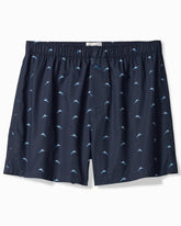 Big & Tall Woven Poplin Paradise Print Boxers - True Navy