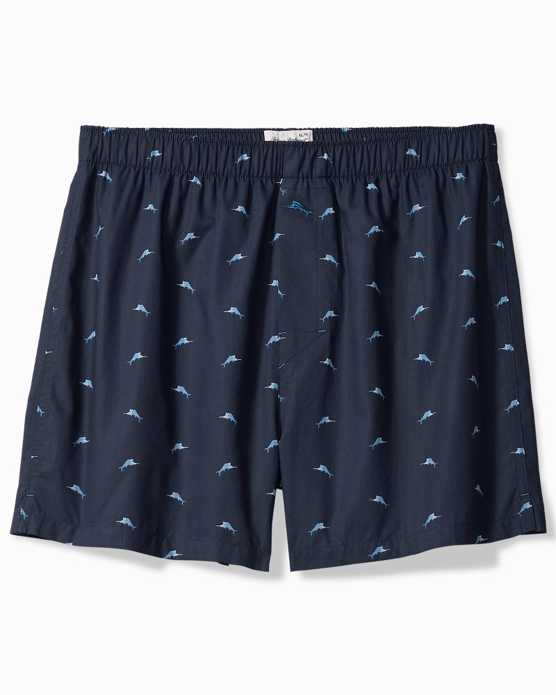 Woven Poplin Paradise Print Boxers - True Navy