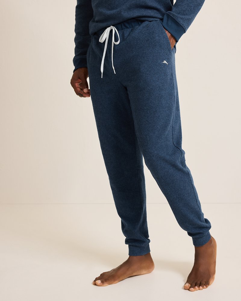 Big & Tall Textured Twill Stripe Joggers - Dark Moonlight
