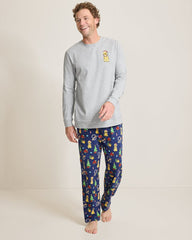 Big & Tall Holiday Dog Long Sleeve & Pants Pajama Set - Island Navy