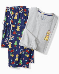 Men's Holiday Dog Long Sleeve & Pants Pajama Set - Island Navy