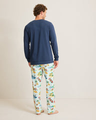 Men's Holiday Santa Long Sleeve & Pants Pajama Set - Aqua Ice