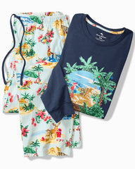 Men's Holiday Santa Long Sleeve & Pants Pajama Set - Aqua Ice