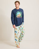 Men's Holiday Santa Long Sleeve & Pants Pajama Set - Aqua Ice