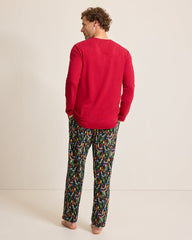 Men's Holiday Parrot Henley & Pants Pajama Set - Poinsettia Red