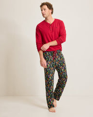 Men's Holiday Parrot Henley & Pants Pajama Set - Poinsettia Red