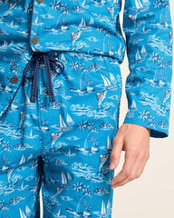 Woven Long Sleeve & Pants Pajama Set - Slate Teal