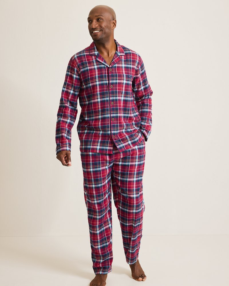 Big & Tall Flannel Long Sleeve & Pants Pajama Set - Beet Red