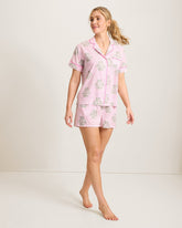 Lawn Short-Sleeve Top & Boxers Pajama Set - Pink Camila