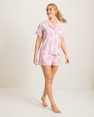 Lawn Short-Sleeve Top & Boxers Pajama Set - Pink Camila