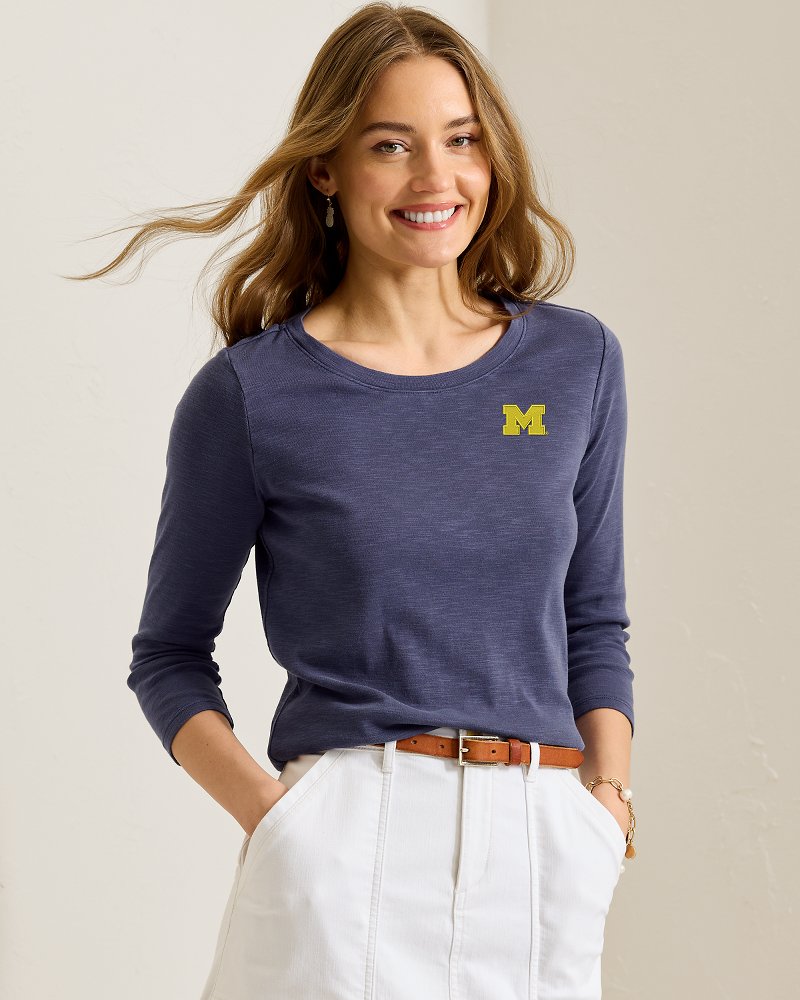 Collegiate Ashby Isles Rib 3/4-Sleeve T-Shirt - Michigan