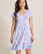 Jersey Cap-Sleeve Sleep Dress - Blue Whisper