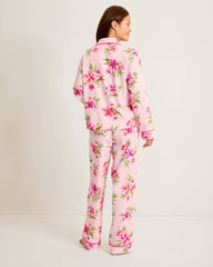 Woven Sateen Long-Sleeve Top & Pants Pajama Set - Chalk Pink