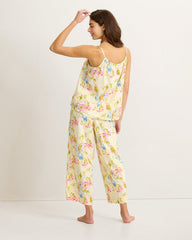 Lawn Tank Top & Cropped Pants Pajama Set - Pale Yellow