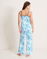 Jersey Tank Top & Cropped Pants Pajama Set - Tropical Blue