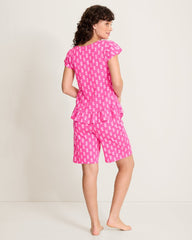 Jersey Cap-Sleeve T-Shirt & Bermuda Shorts Pajama Set - Bright Pink