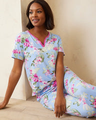 Short Sleeve & Pants Pajama Set - Crystal Blue