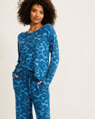 Knit Long Sleeve & Pants Pajama Set - Deep Sea Teal