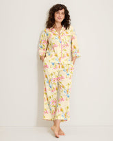 Lawn 3/4-Sleeve Top & Cropped Pants Pajama Set - Pale Yellow