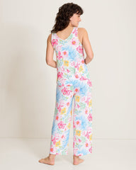 Jersey V-Neck Tank Top & Cropped Pants Pajama Set - Pink Carnation