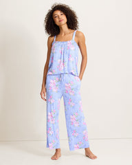Jersey Tank Top & Cropped Pants Pajama Set - Blue Whisper