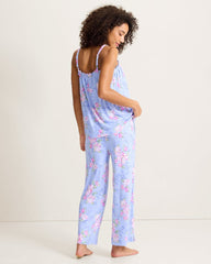 Jersey Tank Top & Cropped Pants Pajama Set - Blue Whisper