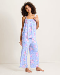 Jersey Tank Top & Cropped Pants Pajama Set - Blue Whisper