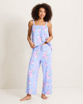 Jersey Tank Top & Cropped Pants Pajama Set - Blue Whisper