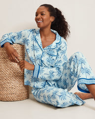 Lawn Long-Sleeve Top & Pants Pajama Set - Fresh Aqua